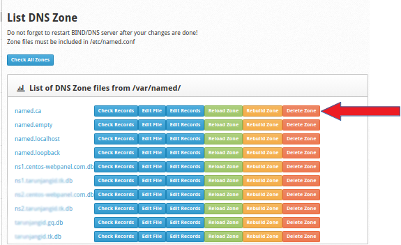 How To Delete A DNS Zones Via CWP Panel?