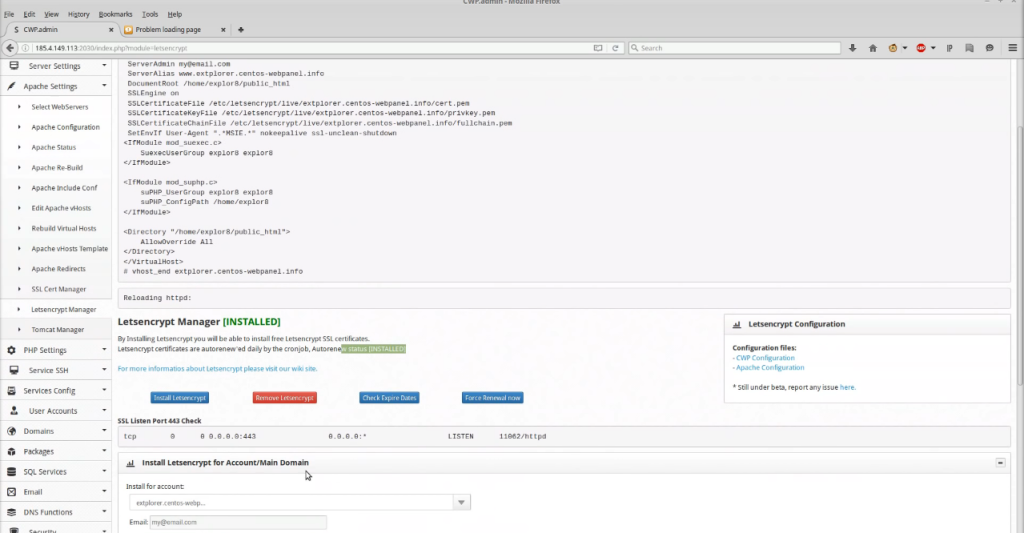 Steps to Install Let's Encrypt in CWP Panel