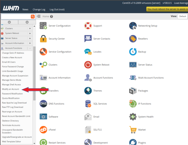 How To Modify A cPanel Account With WHM Panel