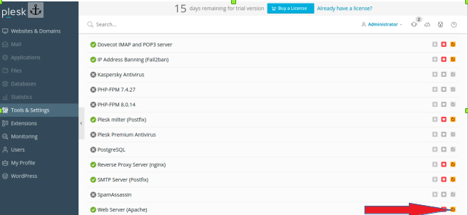 How To Restart Apache Server From Plesk?