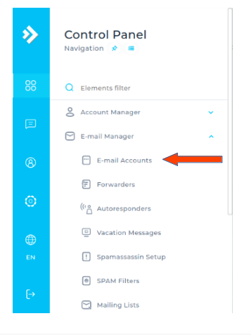 Go to Email Manager ---> Email Accounts.