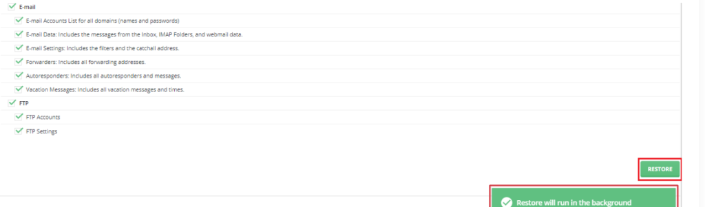 restore data backup in DirectAdmin